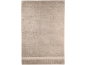 Beige towel with a decorative stripe at the bottom.