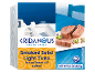Smoked Solid Light Tuna in sunflower oil, Greek style packaging with blue and white scenery.