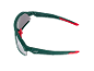 Green sports glasses with red accents and grey lenses