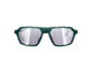 Green sunglasses with silver mirrored lenses