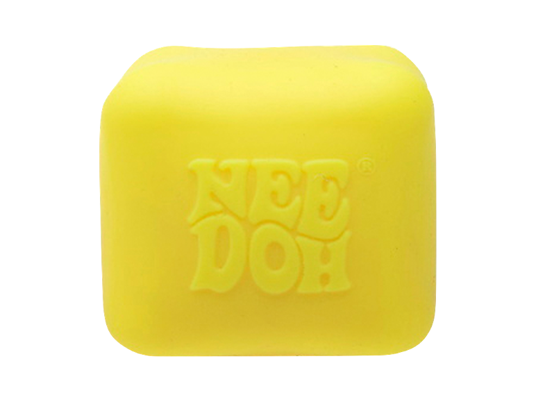 Yellow NeeDoh stress ball with rounded edges