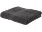 Folded dark grey terry towel with a decorative stripe.