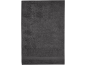 Dark grey bath towel with a textured surface and a subtle striped band at the bottom.