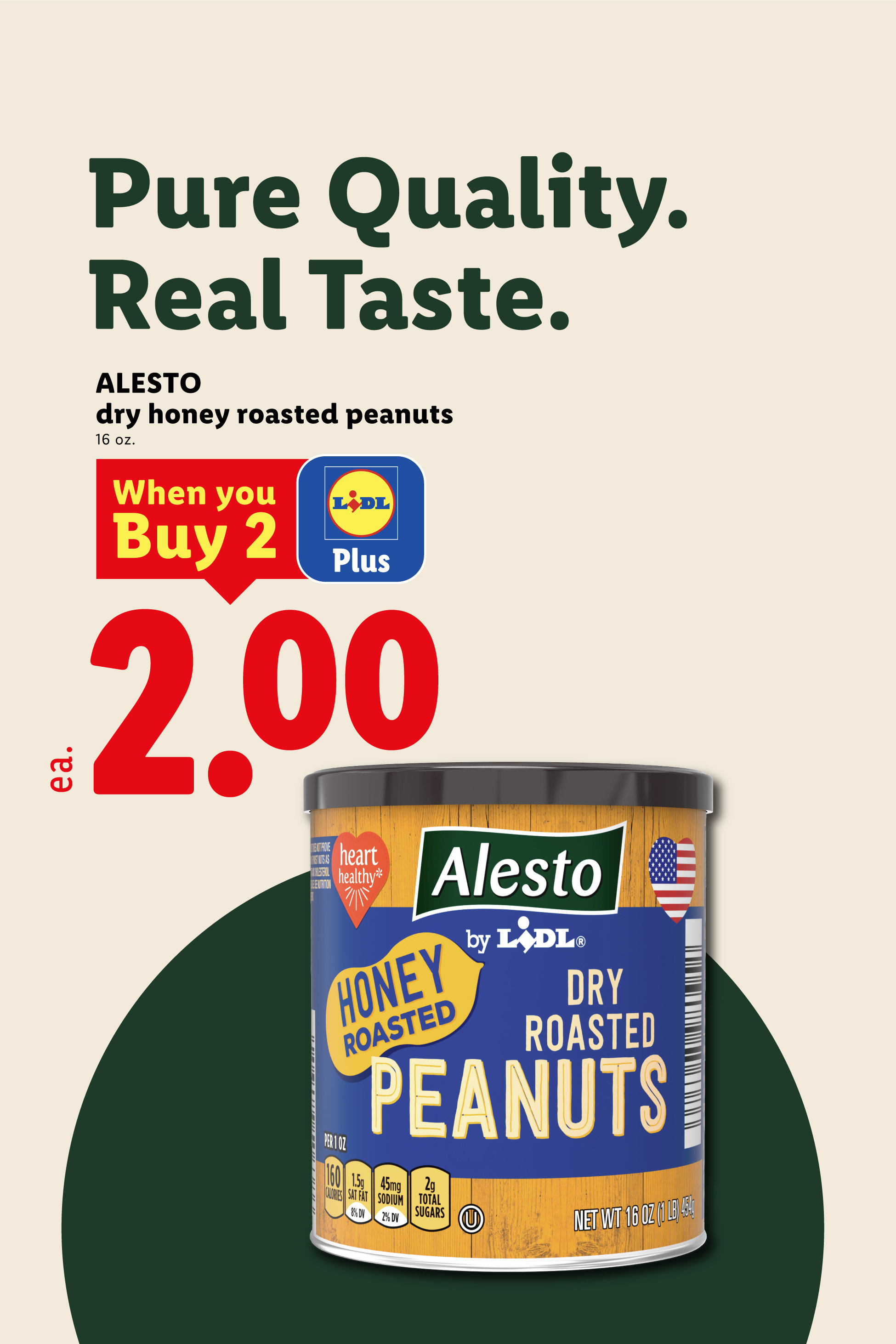 Dry honey roasted peanuts on sale for 2.00 each when you buy 2.