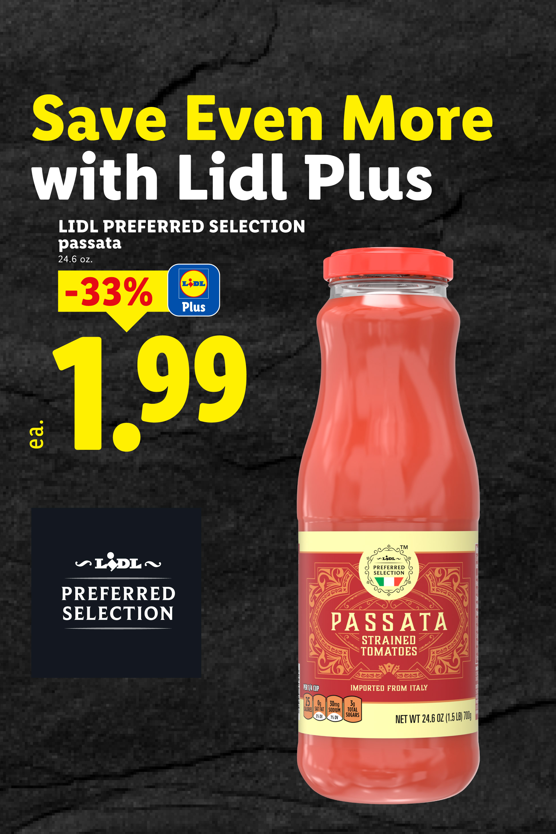 A bottle of strained tomatoes passata on sale for 1.99 with a digital coupon.