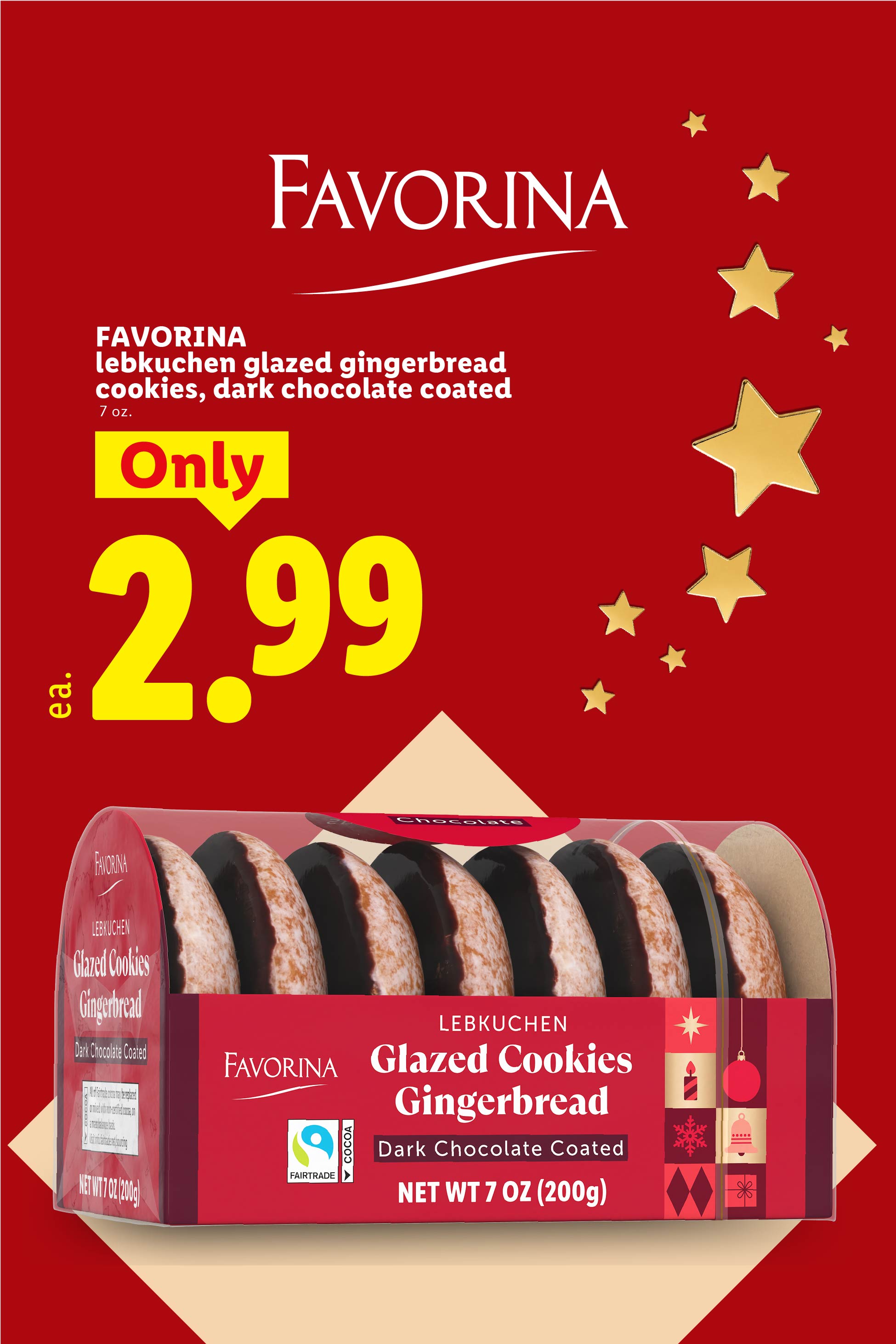 Glazed gingerbread cookies with dark chocolate coating for $2.99