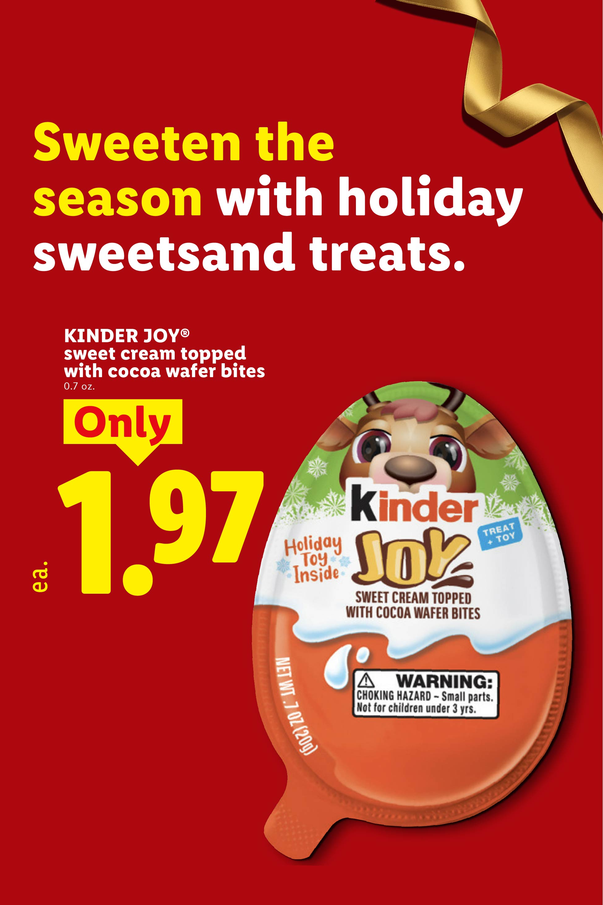 Holiday sweet cream treat with cocoa wafer bites and toy inside for 1.97.