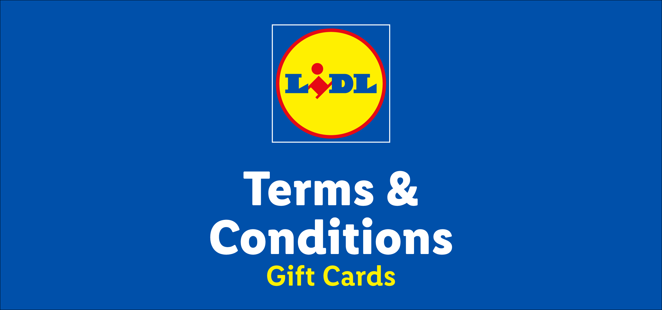 Terms & Conditions for Gift Cards, with a yellow and red circular logo on a blue background.